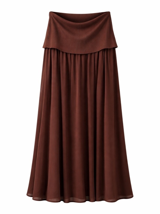 Anthropologie Dresses & Skirts - Anthro Brown Maxi Skirt 1X Flowing Boho | Elastic Waist